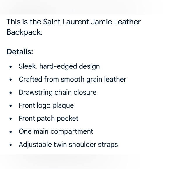 NWT Saint Laurent Jamie Leather Backpack - Picture 15 of 16